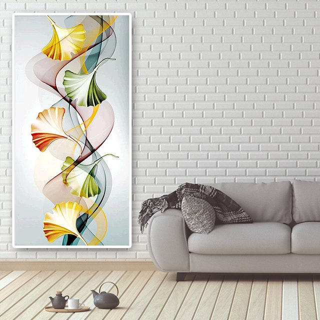 Cuadros Decorativos Ginkgo hoja 5D diamante pintura completo redondo taladro punto de cruz DIY mosaico artesanal Tmvgtek embutido en tela