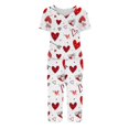 thumbnail image 6 of Garbnen Womens Valentines Pajama Set V Neck Short Sleeve Capri Pants Heart Print Womens 2 Piece Pajama Sets with Pockets, 6 of 7