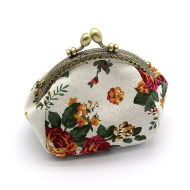 Wallet,Lady Vintage Flower Mini Coin Purse Wallet Clutch bag (White)