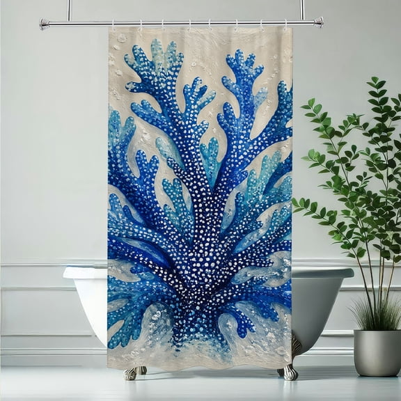 RKSupls blue coral reef ocean marine decor Polyester Shower Curtain with Hooks for Chic Elegant Waterproof Shower Curtain Home Bathtub Bathroom Decor Washable