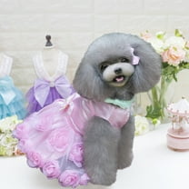 Tvtnvo Dog Clothes Puppy Dress Princess Bow Pearl Cake Skirt Breathable Soft Polyester Easy on off Sleeveless Round Neck Front Button for Weddings Parties Travel Photos Pink Bust 11.8in Back 16.5in