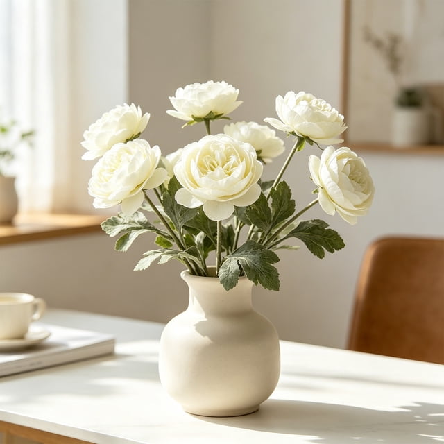 Tallos de flores artificiales de ranúnculo, peonías artificiales realistas para decoración de jarrones, centros de mesa, jarrones, bodas y fiestas en el hogar