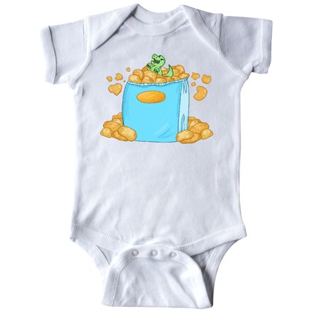 

Inktastic Little Dino Snacking on Chips Gift Baby Boy or Baby Girl Bodysuit