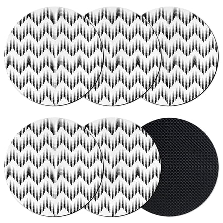 Black Chevron Waves Coasters Set of 6 Absorbent Coasters for Drinks Modern Abstract Art Boho Geometric Coaster for Desk Coffee Table Protection Home Decor House Warming Gifts 4