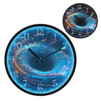 Voice Activated Clock with Glow Light 12 Inch Large Silent Wall Clock Battery Operated for Home Decor Colorful Digital Lines