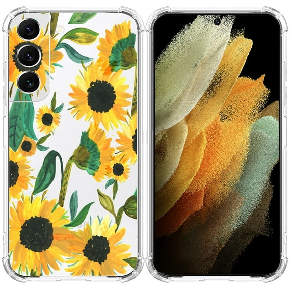 Sunflower Clear Case for Samsung Galaxy S23 Plus,Aesthetic Art Design Case for Men Women,Unique Trendy Transparent TPU Bumper Case Cover