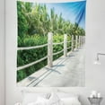 thumbnail image 1 of Beach Pathway Tapestry, Walkway with Marble Balustrade in Yangjiang Hailing Island China, Fabric Wall Hanging Decor for Bedroom Living Room Dorm, 5 Sizes, Blue Green Off White, by Ambesonne, 1 of 1