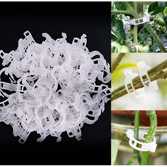 PURELY- 100Pcs Plastic Veggie Garden Plant Support Clips For Trellis Twine Tomato Graft