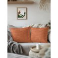 thumbnail image 3 of Outdoor Pillows Waterproof, Terracotta Orange Solid Color Bedding Throw Pillows with Insert for Couch Sofa Bed, Minimalist Vintage Linen Texture 18x18 Inch Pillowcases Patio Pillow Set of 2, 3 of 8