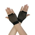 thumbnail image 1 of INSPIRAR CHIC Guantes de malla sin dedos para mujeres, accesorios de disfraz de fiesta de los años 80, guantes de red cortos - 1 par, negro, 1 of 5