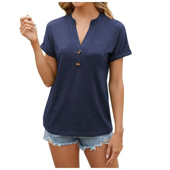 cotton shirts for women casual summer v neck tops