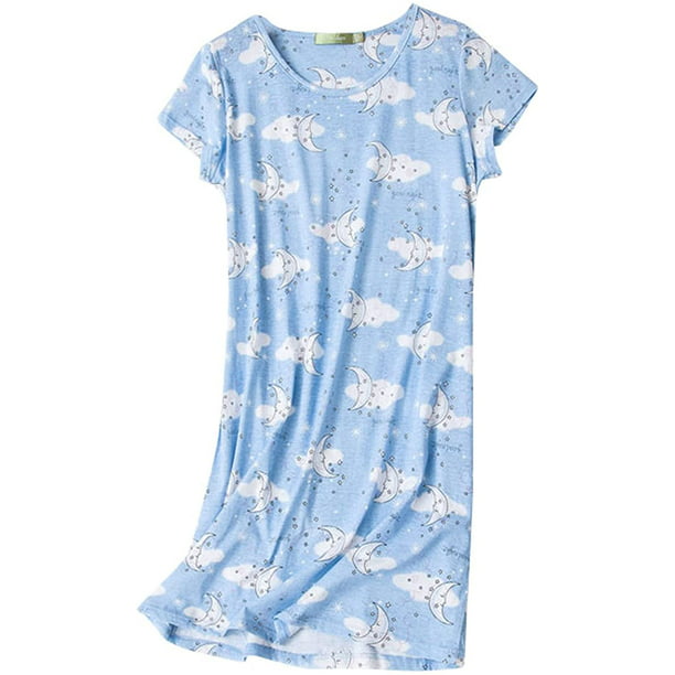 Zando Womens Nightgowns Cotton Night Gowns Cartoon Printed Sleep Shirts ...
