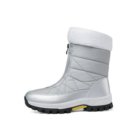 

Harsuny Ladies Winter Boot Mid Calf Snow Boots Plush Lined Warm Bootie Sports Non-slip Slip Resistant Hiking Booties Faux Fur Outdoor Shoes Gray 5