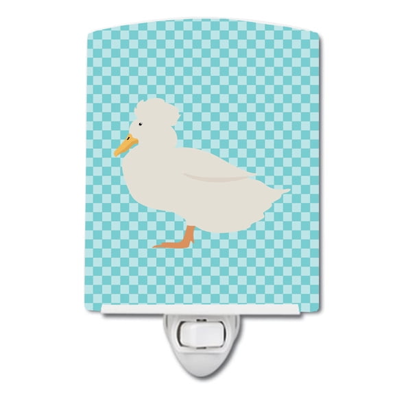 Caroline's Treasures BB8031CNL Crested Duck Blue Check Ceramic Night Light, 6x4x3", multicolor
