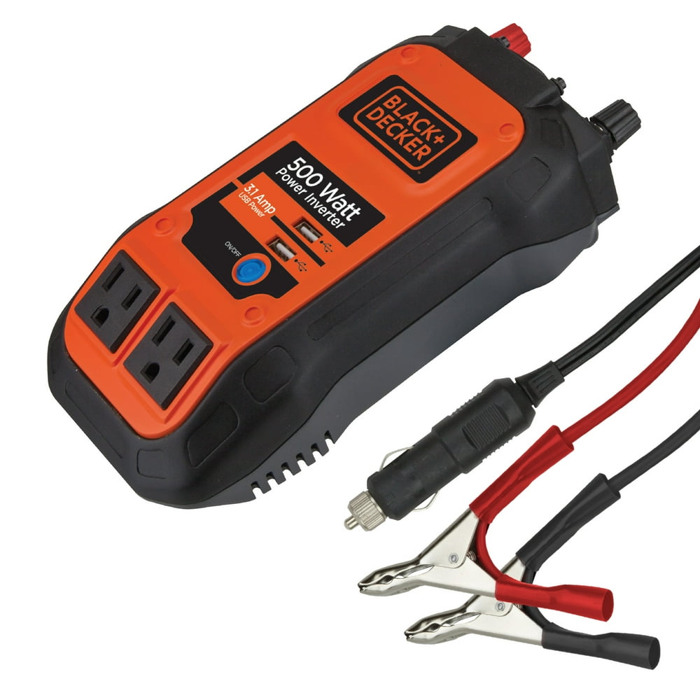 BLACK + DECKER 500 Watt Portable Automotive Power Inverter W/
