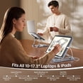 thumbnail image 5 of Laptop Stand for Desk with Wireless Charging Station, Foldable Aluminum Stand for iPhone/iWatch/AirPods, 30W USB-C Charging for All Laptop, Magnetic MagSafe Compatible, Non-Slip Base, with  Adapter, 5 of 8