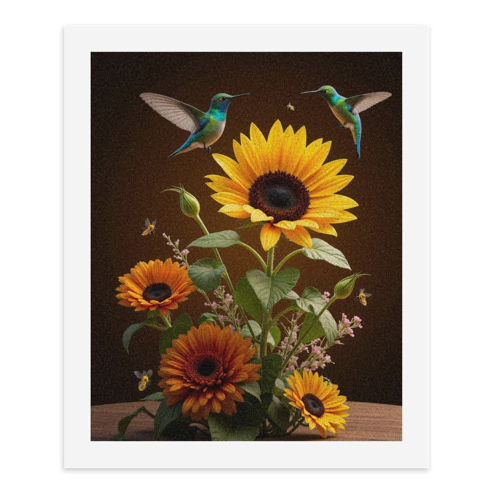 Paint By Numbers Kit for Adults Beginner - DIY Sunflower Garden Hummingbird Dance Canvas Painting Kits for Adults, Frameless Paint By Number for Adults for Home Wall Decor 16x20 Inch