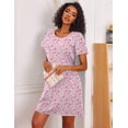 thumbnail image 4 of Ekouaer Cotton Nightgowns for Women 3 Pack Sleepshirts Short Sleeve Night Shirt Tshirt Night Gown Soft Sleepwear Print Sleep Dress, 4 of 6