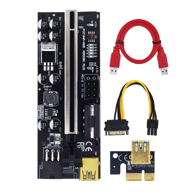 Tarjeta vertical 010Splus con luz LED fluida Tarjeta extensor PCI-E 1X a 16X FleinngHoz JD716273081