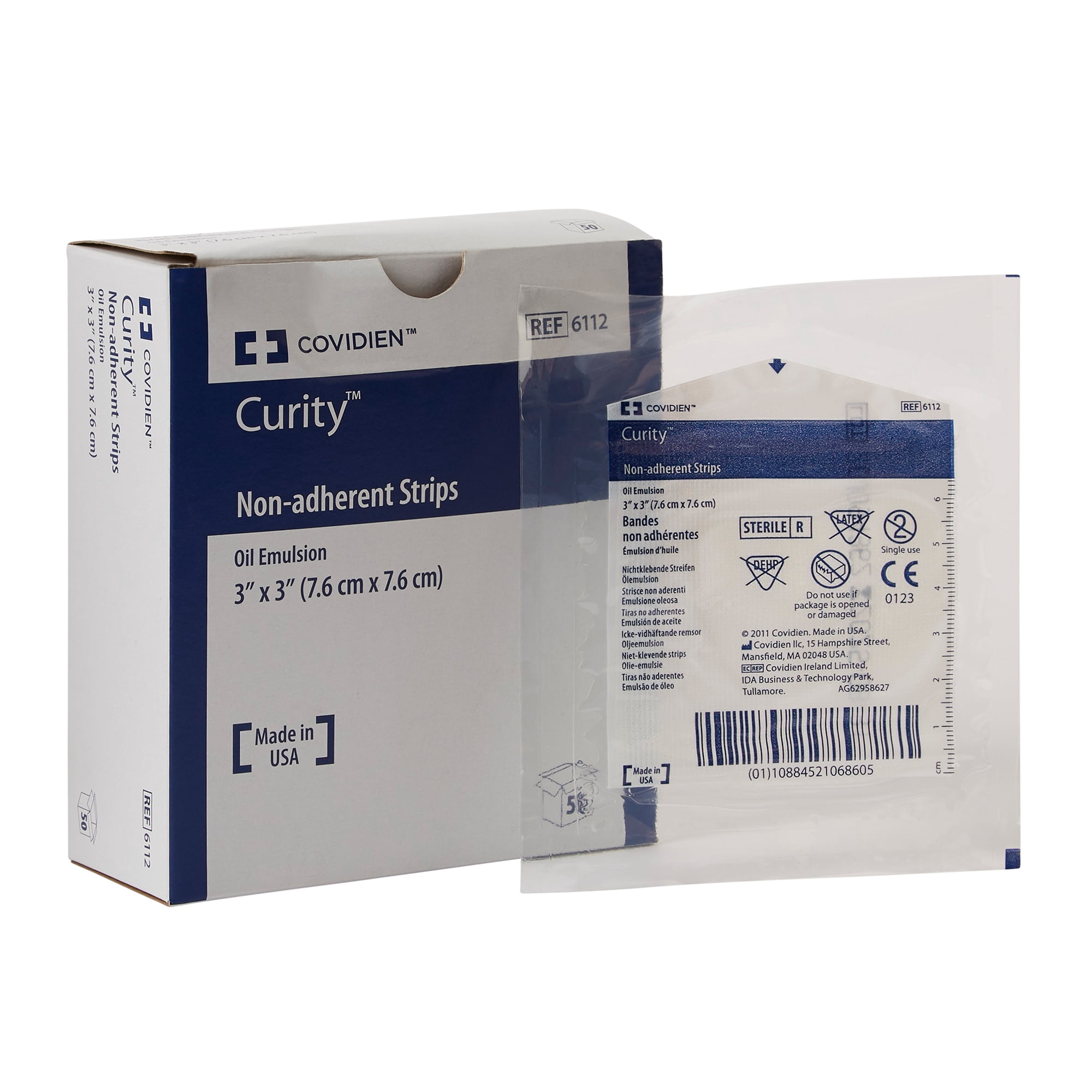 Curity Oil Emulsion Impregnated 3" x 3" Dressing Mesh/Knitted Fabric Sterile, 50 Count, 1 Pack