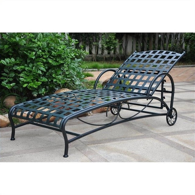 International Caravan Santa Fe Iron Patio Chaise Lounge in Verdi Gris