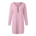thumbnail image 4 of Sngxgn Womens Cotton Short Sleeve Casual Loose Crew Neck Beach Dress(Pink,L), 4 of 5