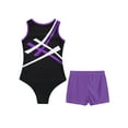 thumbnail image 4 of Fldy Kids Boys Gymnastics Leotard Outfits Athletic Unitard and Shorts Set Ballet Dance Bodysuit Purple 8, 4 of 5