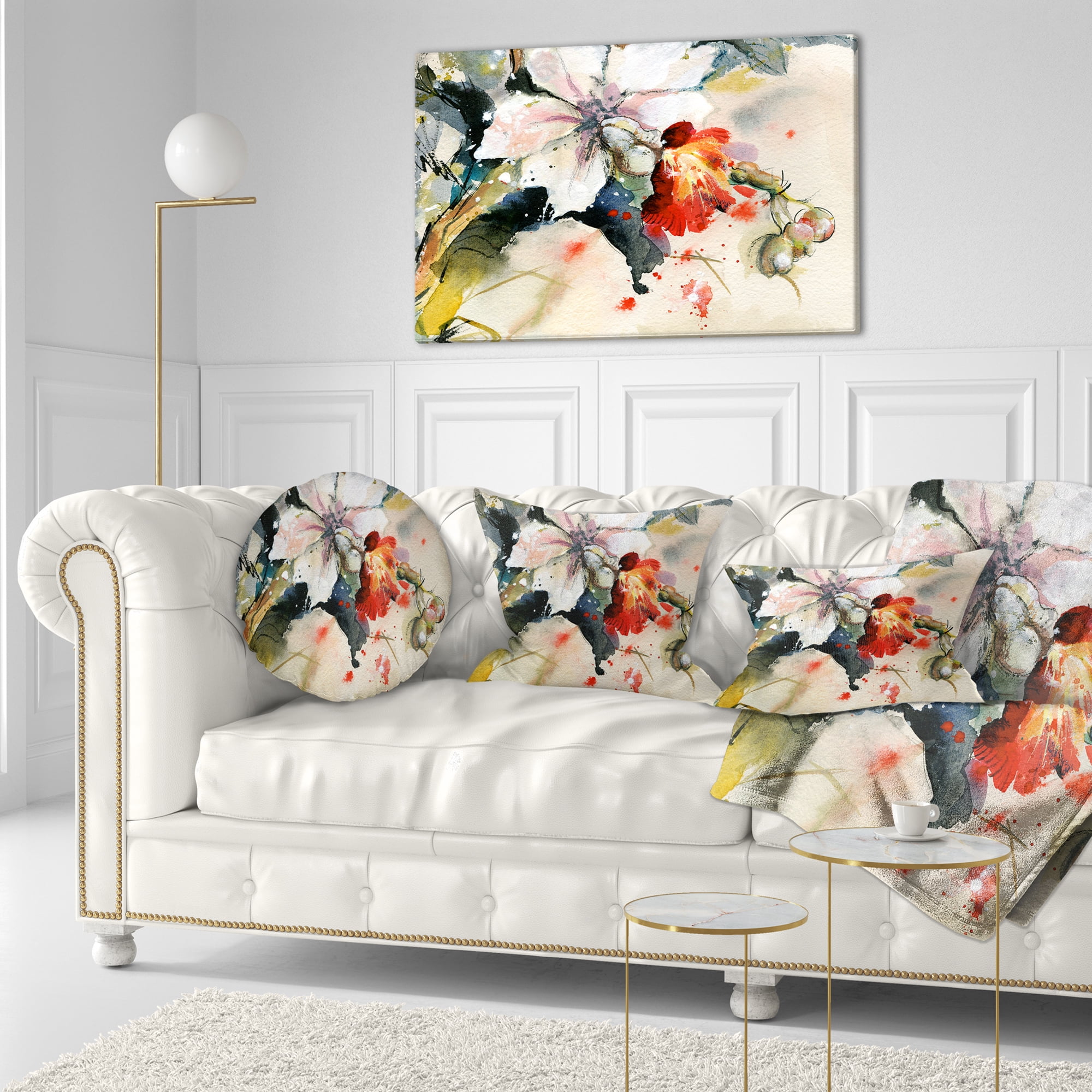 Designart Orchid in Bloom - Floral Throw Pillow - 12x20