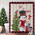 thumbnail image 4 of Christmas Snowman Shower Curtains for Bathroom, Winter Snowman Pine Tree Bird Linen Red Plaid Waterproof Fabric Shower Curtain for Bathroom Bathtub Decoration, Machine Washable, 36"x72", 4 of 9