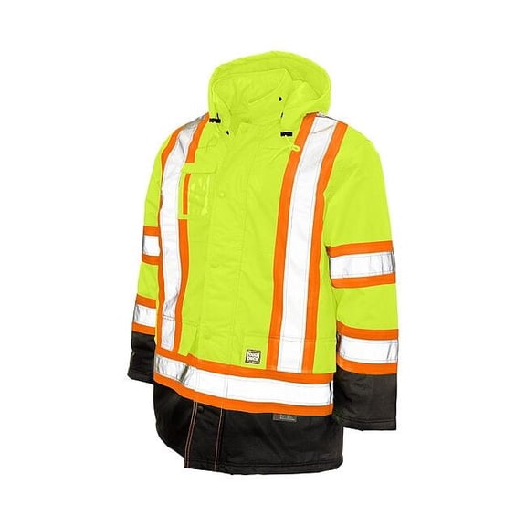 Men's Hi-Vis Safety Parka, 300D Poly Oxford with PU Coating, Green, S