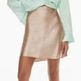 thumbnail image 2 of vigerkar Women's Summer Elastic High Waist Satin Skirt A-Line Short Skirts Beige, S, 2 of 7
