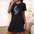 thumbnail image 2 of Mrat Jupe de Pyjama à Manches Courtes pour Femmes Robe de Nuit Manches Courtes Chemise de Nuit Décontractée Imprimée Robe de Nuit Ample Confortable S-92 Noir P, 2 of 7