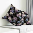 thumbnail image 3 of Country Flowers Pillow Covers 20x20 Inch Decorative Throw Pillow Cover, Botanical Purple Blue Floral Black Sofa Pillowcases Accent Cushion Case Home Decor Bedroom Living Room, 3 of 6
