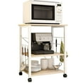 thumbnail image 1 of DlandHome Standing Baker's Racks Appliance Table Small Rolling Kitchen Cart Microwave Cart Stand, 3-Tier Kitchen Baker's Rack Utility Cart Microwave Stand Kitchen Shelf, W4-Maple, 1 of 4