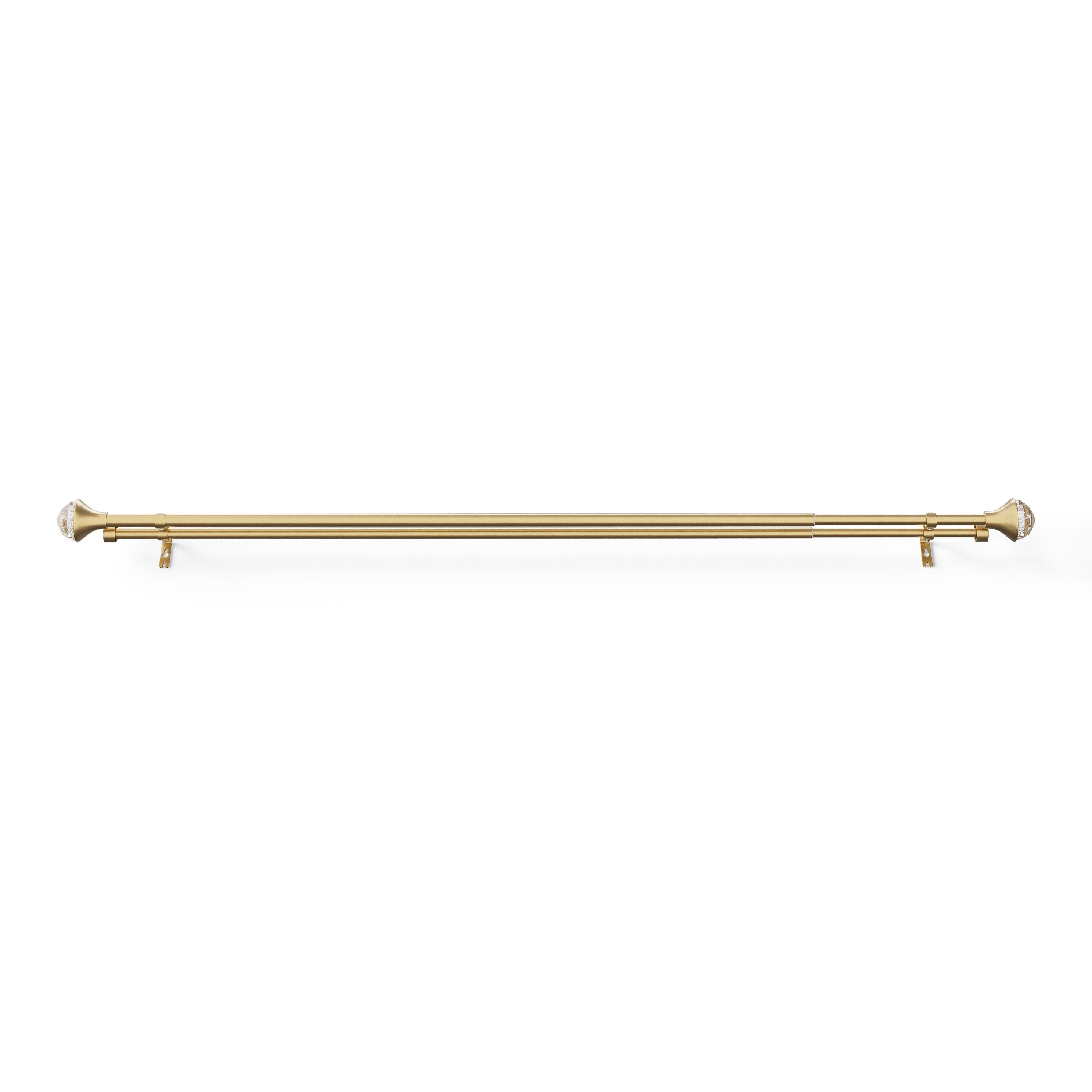 Mainstays Kids 3/4" Gold Faceted Gem Adjustable Double Curtain Rod, 48"-84"