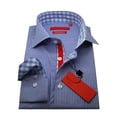 thumbnail image 2 of DTI GV Executive Mens Striped Dress Shirt Cotton Spread Collar Barrel Cuff Blue White, 2 of 2