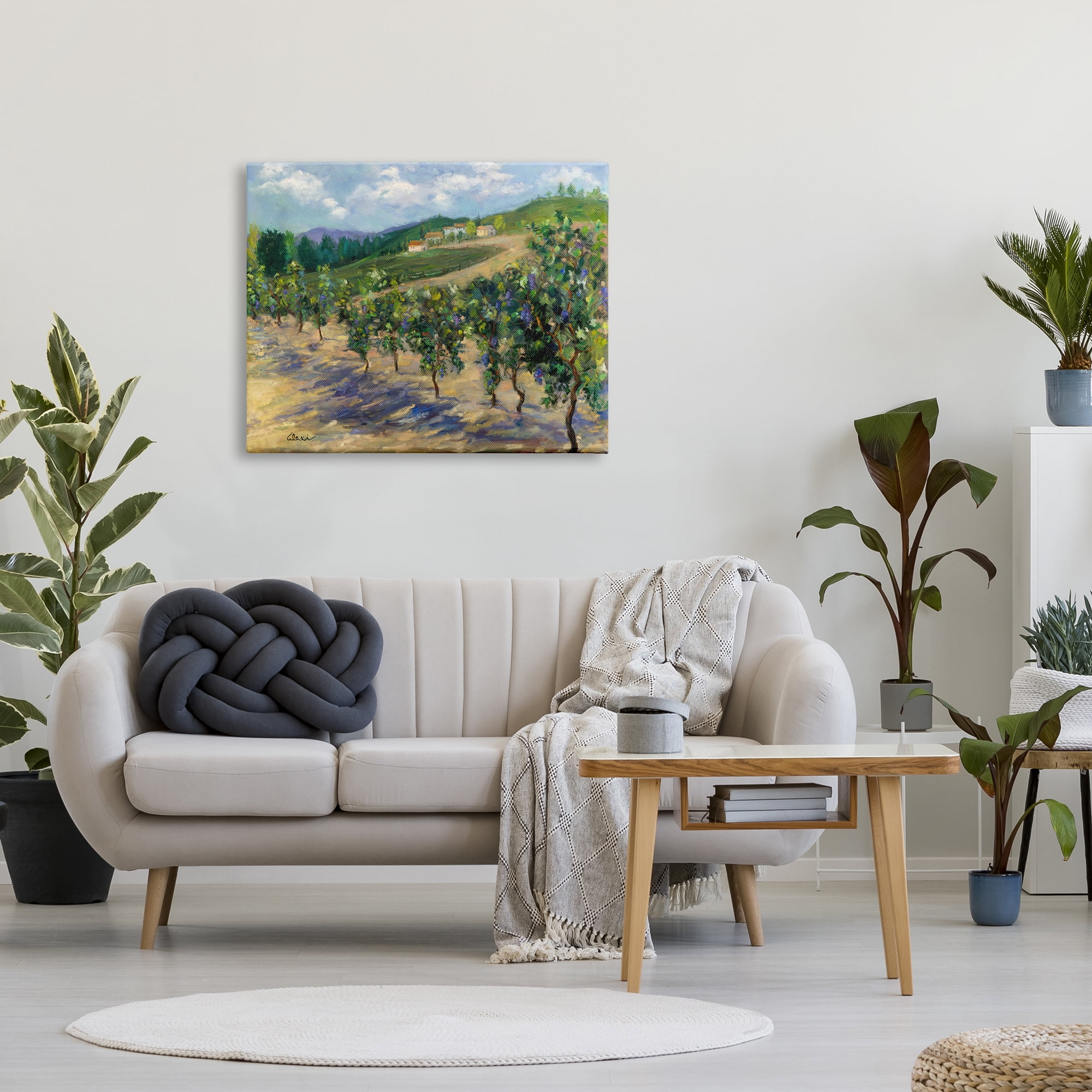 Stupell Industries Rural Vineyard Painting Landscape Painting Gallery Wrapped Canvas Art Print Wall Art, 40 x 30