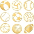 thumbnail image 2 of 9pcs 1.6x1.6 Inch Sports Ball Theme Stickers Rugby Basketball Stickers Self Adhesive Gold Metal Stickers Football Volleyball Metal Stickers for Scrapbooks DIY Crafts Phone Decoration, 2 of 9