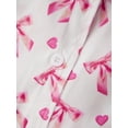 thumbnail image 5 of AIGUR Mommy and Me Matching Pajamas Bow Print Feather Long Sleeve Lapel Tops and Pants Set Family Sleepwear, 5 of 10