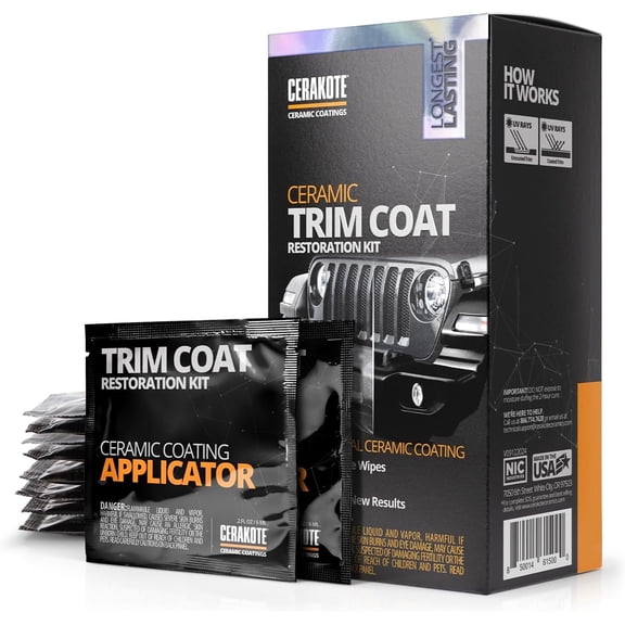 Cerakote Ceramic Trim Coat Restoration Kit, Faded Plastic Trim Restorer with 200 Wash Rating