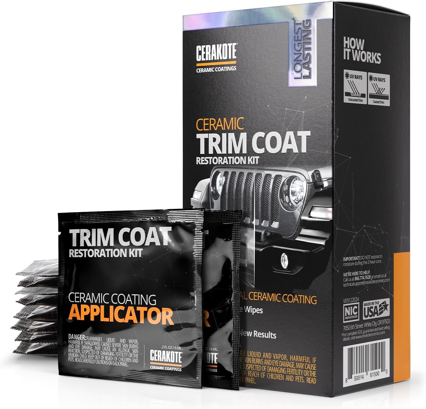 Cerakote Ceramic Trim Coat Restoration Kit, Faded Plastic Trim Restorer with 200 Wash Rating