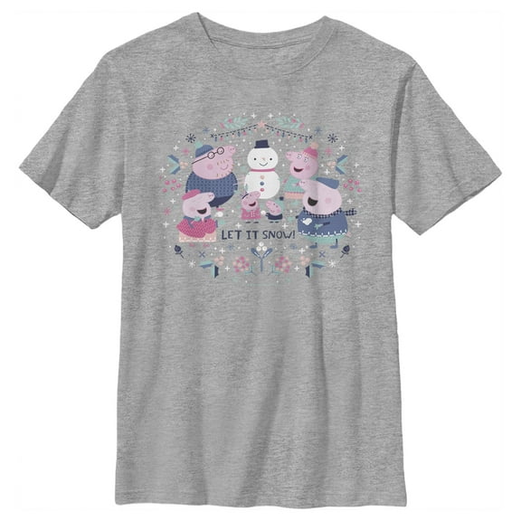 Boy's Peppa Pig Christmas Let it Snow Graphic T-Shirt