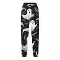 thumbnail image 4 of Halloween Pajama Pants for Women Loose Fit Wide Leg Trouser Pants Casual Elastic Waist Drawstring Palazzo Pants, 4 of 5