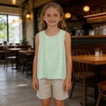 thumbnail image 6 of Mifsaly Girls Plaid Tank Tops Toddler Kids Casual Crewneck Sleeveless Blouse Lightweight Breathable Vacation Beach Everyday Summer Outfits, 6 of 8