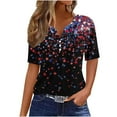 thumbnail image 2 of Cavosen Independence Day Shirts Women Petite Red White and Blue Short Sleeve V-Neck T Shirts USA Star Striped Graphic Tops Lady XL Patriotic Casual T Shirts Independence Day Tunic Tees, 2 of 5
