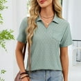 thumbnail image 4 of Hurxie Women's Golf Shirts Short Sleeve V Neck Summer Tops Business Casual Collared Shirts Loose Tees Green XL, 4 of 6