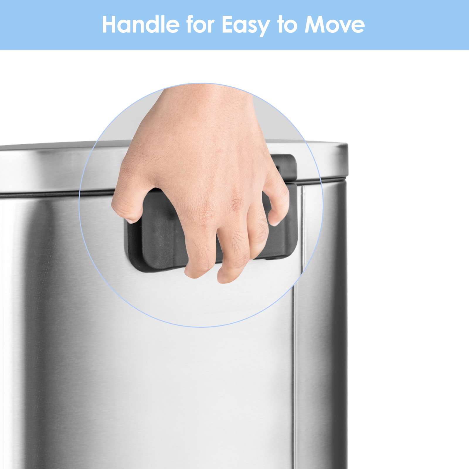 TLSUNNY 8 Gallon Stainless Steel Trash Can with Soft-Close Lid & Step Pedal, Kitchen Garbage Bin, for Home/Office