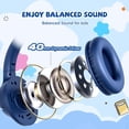 thumbnail image 7 of Kids Headphones Wired for School, 85/94dB Volume Limit, Wired Over Ear Headphones for Kids Boys Girls with Microphone, Stereo Sound 3.5mm Cord for Kindle Tablet Airplane Travel, Navy Blue, 7 of 7