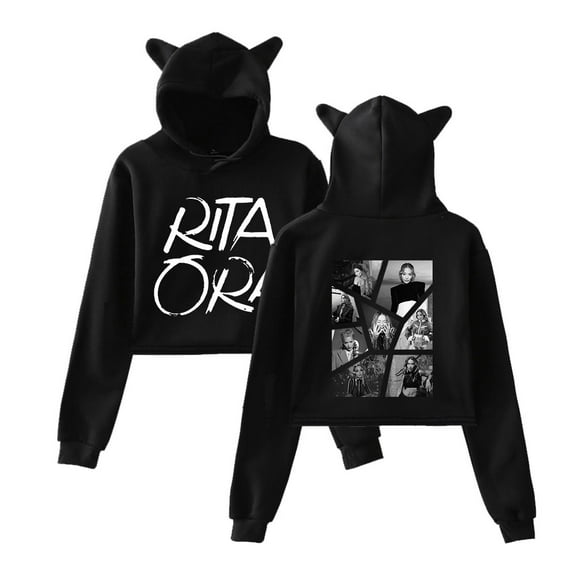 Rita Ora Cat Ear Hip Hop Rap is a women's short hoodie sportswear