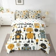 thumbnail image 2 of jejeloiu Yellow Sci-Fi Robot Twin Bedding Sets 7-Piece,Cartoon Funny Robots Bedding Comforter Set,Colorful Intelligent Machine Sheet Sets For Teens,Ultra Soft Home Decor Reversible, 2 of 8